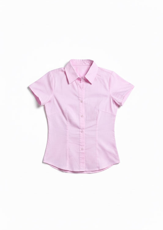 Pink Short Sleeve Snatched Shirt