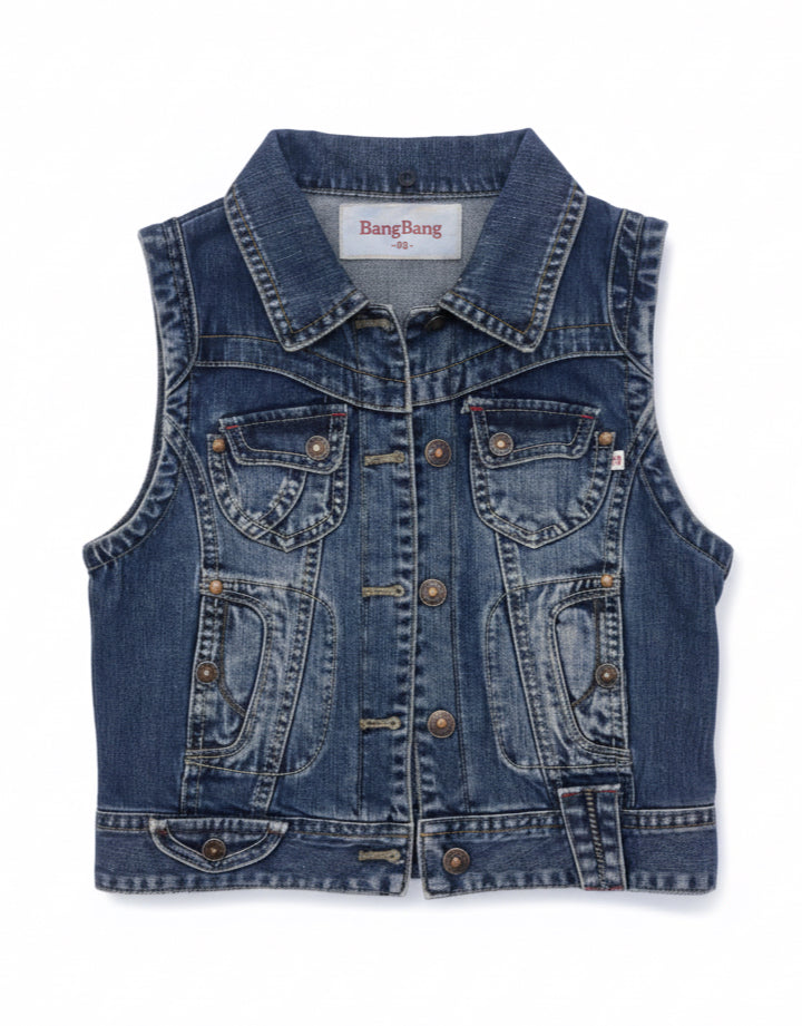One of a Kind Bang Bang Vintage Denim Vest